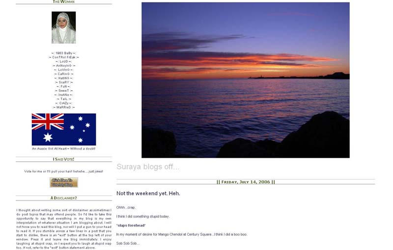 Suraya Blogs Off...